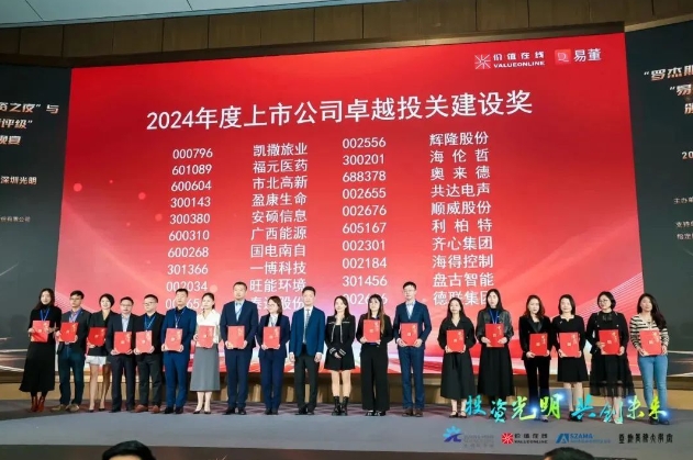 尊龙凯时人生就是博荣获“2024年度上市公司卓越投关建设奖”